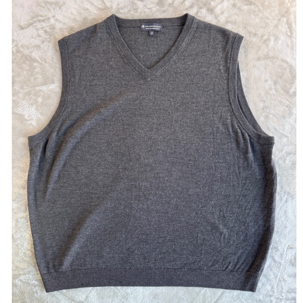 Hart Schaffner Marx Merino Sweater Vest Mens 2XB‎ Gray Wool Preppy Dadcore